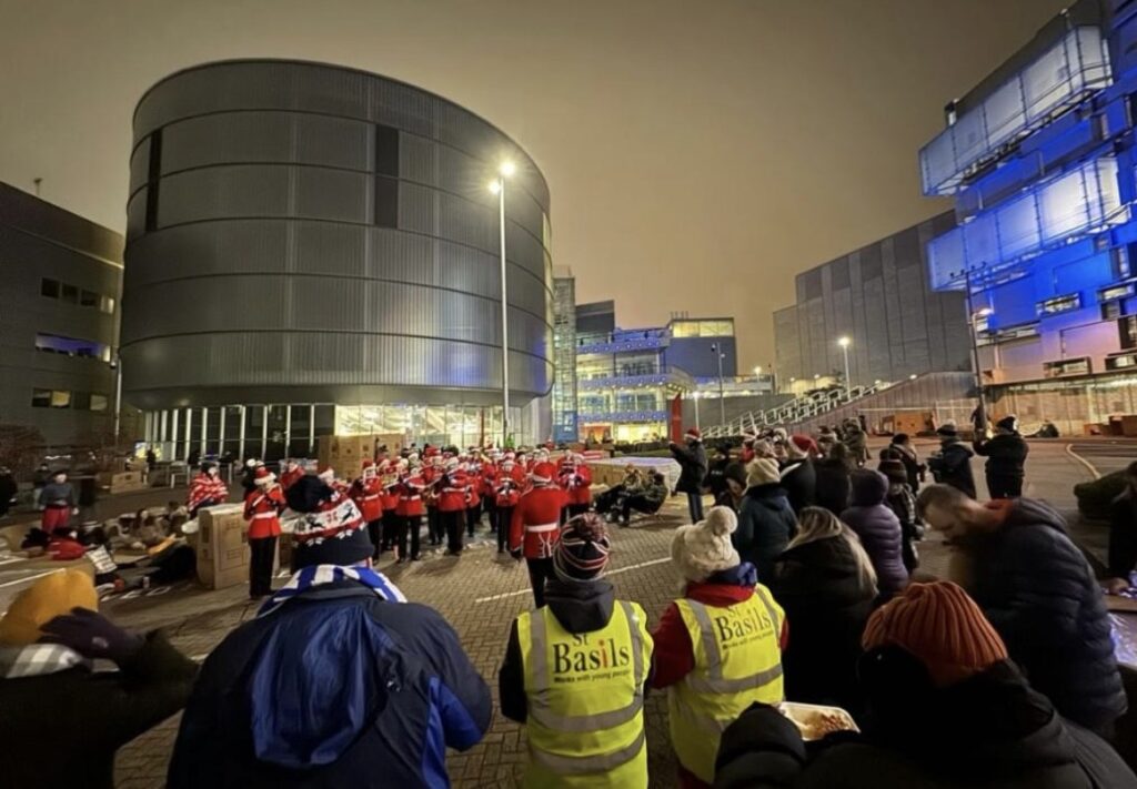 Braving the Cold: Hundreds of people Sleep Out at Millennium Point to Tackle Homelessness Crisis