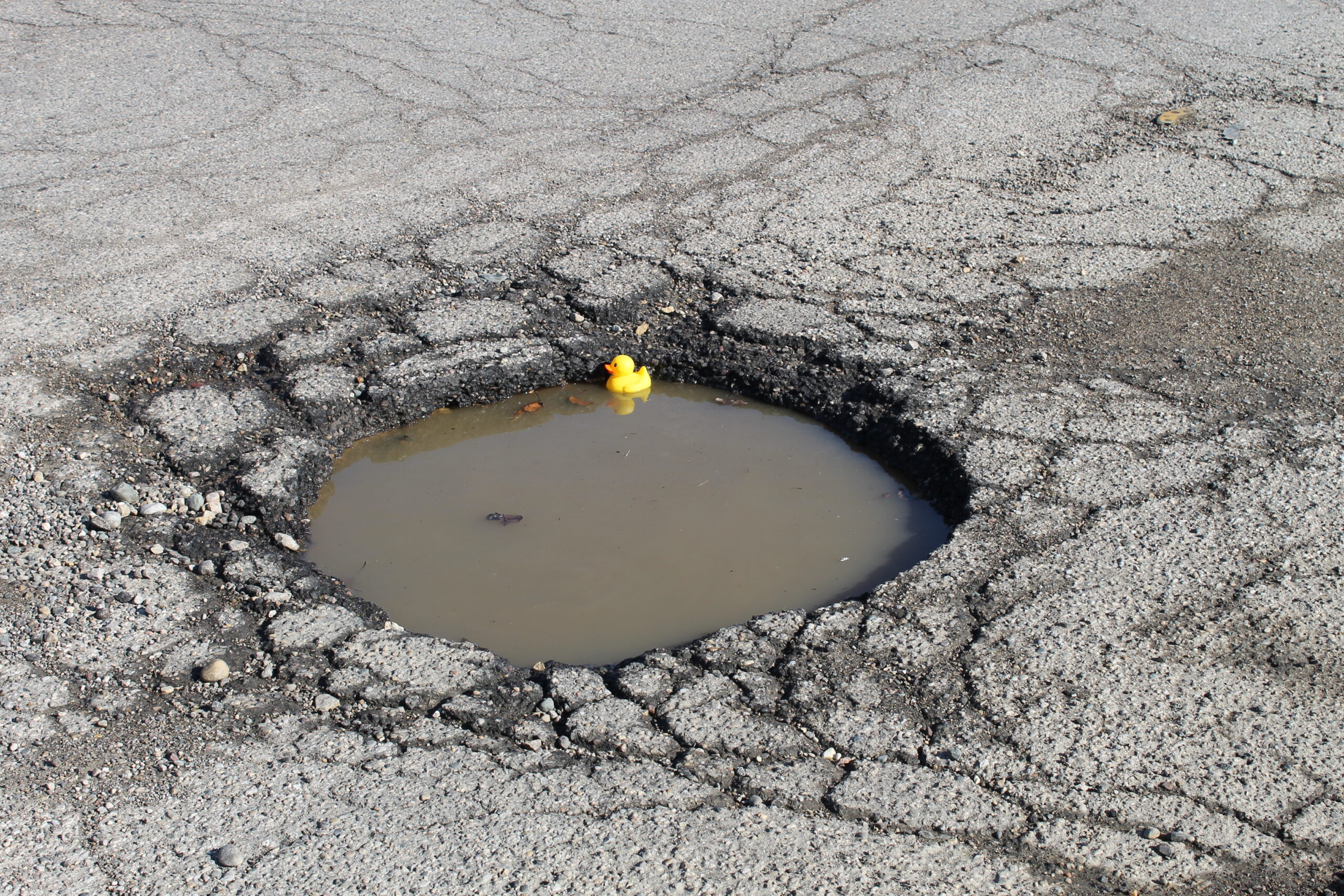 Large,Pot,Hole,In,The,Road,With,Rubber,Ducky Bristol tops the chart for potholes in 2024
