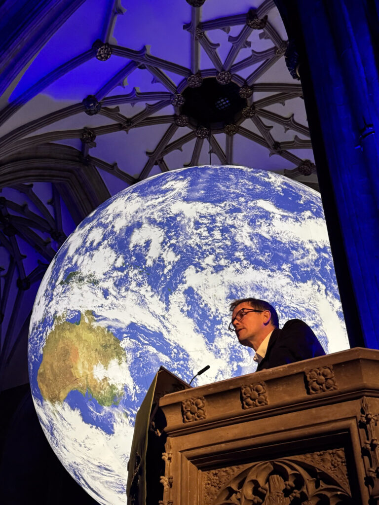Giant artwork representing Earth arrives at Bristol Cathedral